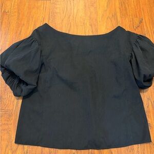 She + Sky Black Puff Sleeve Blouse